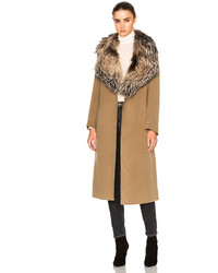 Yves Salomon Fox Fur Collar Cashmere Coat