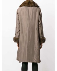 Liska Fur Contrast Trim Coat