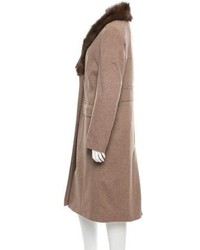 René Lezard Rene Lezard Fur Trimmed Cashmere Coat W Tags