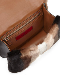 Valentino Glam Lock Mink Fur Shoulder Bag Brown