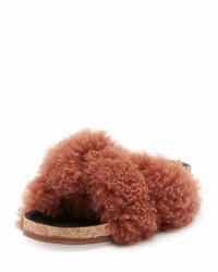 Brown Fur Flat Sandals