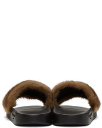 Givenchy Brown Mink Fur Slides
