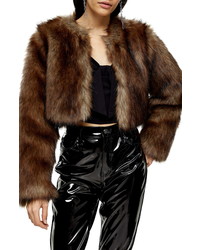 Topshop Chubby Faux Fur Crop Coat