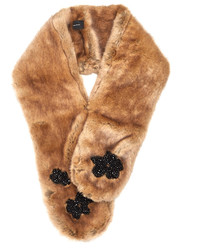 Simone Rocha Bead Embellished Faux Fur Scarf