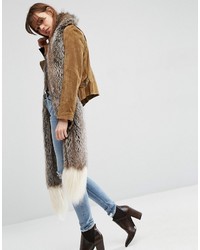 Asos Extra Long Faux Fur Scarf With Contrast Ends