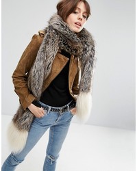 Asos Extra Long Faux Fur Scarf With Contrast Ends