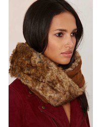 Factory Jaime Faux Fur Cable Knit Infinity Scarf