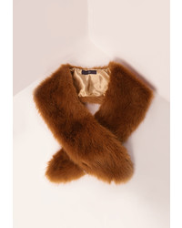 Missguided Faux Fur Stole Scarf Tan