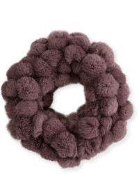 Adrienne Landau Rabbit Fur Pompom Scarf Mauve