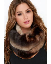 Rial Altitudes Brown Faux Fur Infinity Scarf