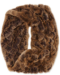 Neiman Marcus Textured Rabbit Fur Infinity Scarf Brown