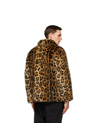 Wacko Maria Brown Faux Fur Jaguar Coach Jacket