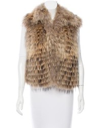 Adrienne Landau Collared Fur Vest