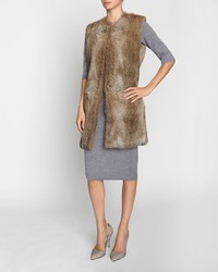 Jenni Kayne Collarless Rabbit Fur Long Vest
