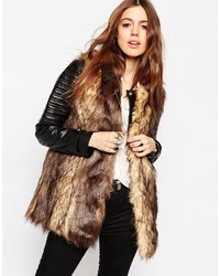 Asos Collection Sleeveless Faux Fur Coat