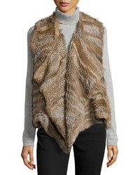 Neiman Marcus Draped Rabbit Fur Vest Natural Brown