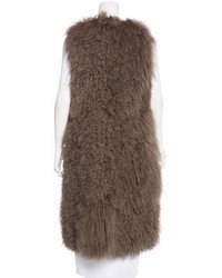Tory Burch Leather Trimmed Shearling Vest