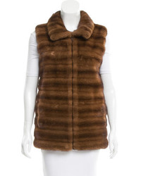 Reich Furs Leather Paneled Mink Vest W Tags