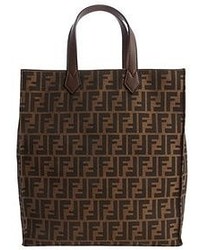 Fendi Brown And Black Canvas Zucca Pattern Large Tote Bag