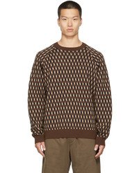 Brown Geometric Crew-neck Sweater