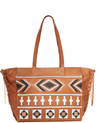 Brown Geometric Leather Bag