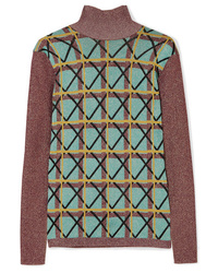 ALEXACHUNG Metallic Jacquard Knit Sweater