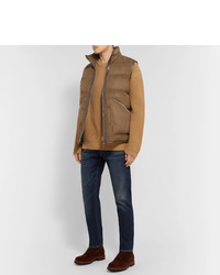 Tom Ford Shearling And Leather Trimmed Quilted Suede Gilet