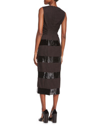 Marc Jacobs Beaded Striped Gingham Check Midi Dress
