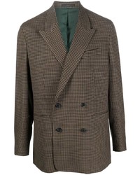 Brown Gingham Double Breasted Blazer