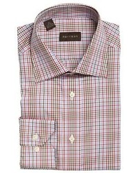 Harrison Red And Blue And Brown Gingham Check Cotton Dress Shirt