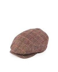 Jaxon Hats Tweed Extended Bill Flat Cap Brown Burgundy
