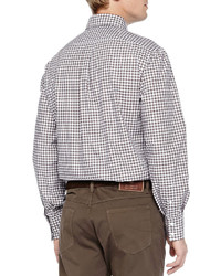 Brunello Cucinelli Long Sleeve Check Shirt Brownblue
