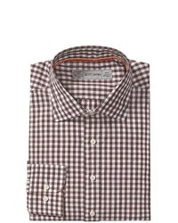 Scott James Jonathan Mini Check Shirt Long Sleeve Brown