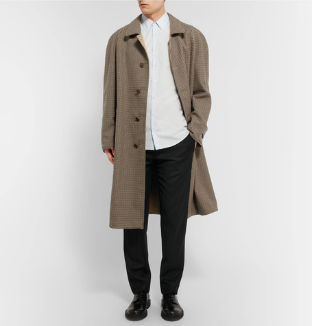 Maison Margiela Reversible Gingham Wool And Cotton Twill Trench