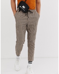 New Look Pull On Trousers In Brown Check
