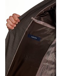 Zanetti Brown Check Two Button Notch Lapel Wool Modern Fit Sport Coat