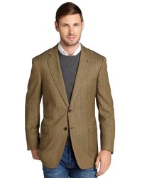 Brioni Brown Wool Plaid Jacket