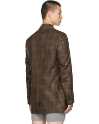 Dries Van Noten Brown Wool Tweed Check Blazer