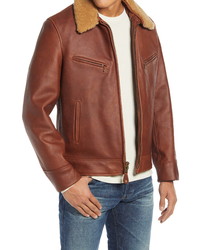 Schott NYC Leather Moto Jacket With Genuine