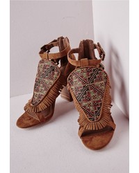 Missguided Tassel Aztec Heeled Sandals