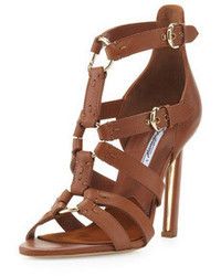 Brian Atwood Strappy Leather Sandal Brown