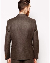 Asos Brand Slim Suit Jacket In Herringbone