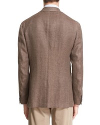 Eidos Napoli Herringbone Camel Hair Wool Sport Jacket
