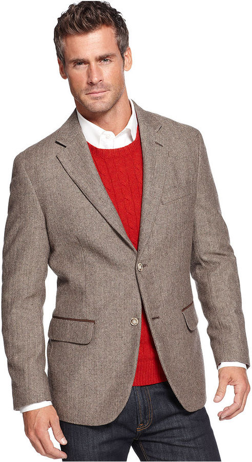 Tasso Elba Jacket Herringbone Blazer, $99 | Macy's | Lookastic.com