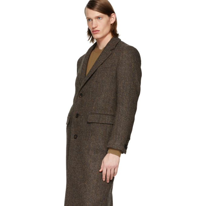 Burberry Brown Herringbone Breasted Coat, $1,036 | SSENSE | Lookastic