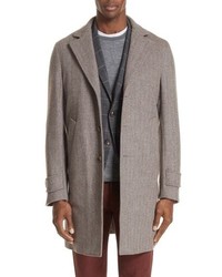 Eleventy Trim Fit Herringbone Wool Cashmere Coat
