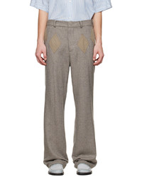 TheOpen Product Brown Diamond Patched Trousers