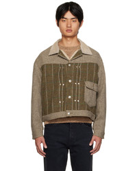 Brown Herringbone Wool Shirt Jacket