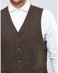 Gianni Feraud Heritage Premiun Wool Brown Herringbone Vest