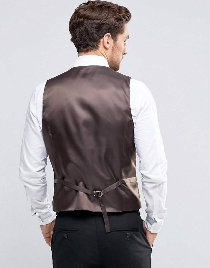 Gianni Feraud Heritage Premiun Wool Brown Herringbone Vest, $57 | Asos ...